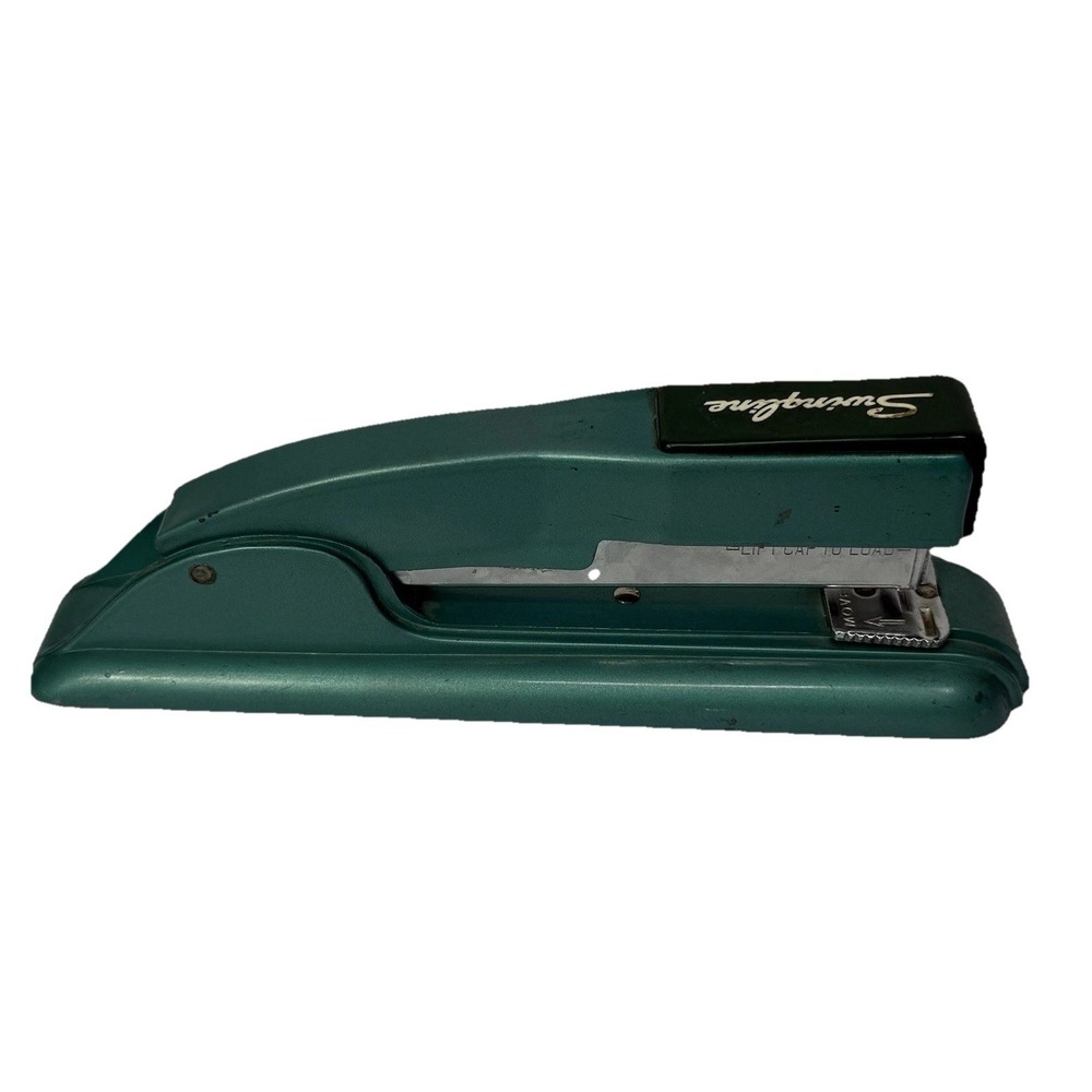 Vintage Swingline #27 Stapler Teal Green USA Art Deco Retro Works MCM - Picture 3 of 5